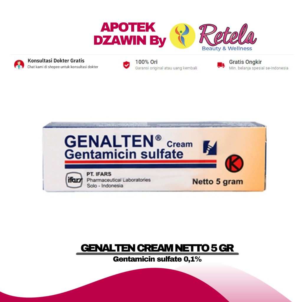 GENALTEN CREAM 5GR ( Gentamicin sulfate 0,1% )