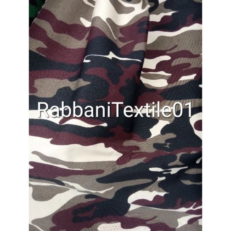 bahan kain Twill TR motif loreng FKPPI bisa ecer dan roll