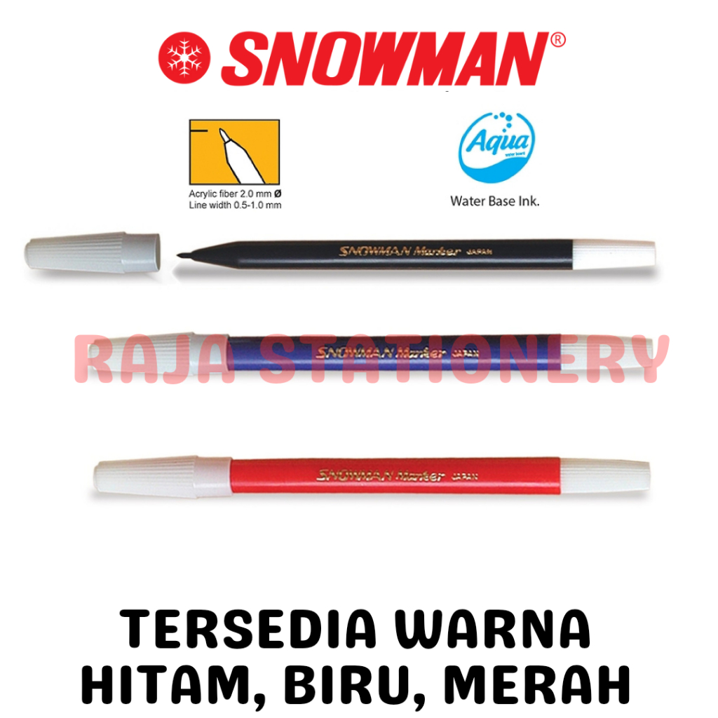 

Snowman Permanent Marker Pen BLACK BLUE RED / Spidol Snowman Kecil PW-1A PW1A HITAM BIRU MERAH Model Pen