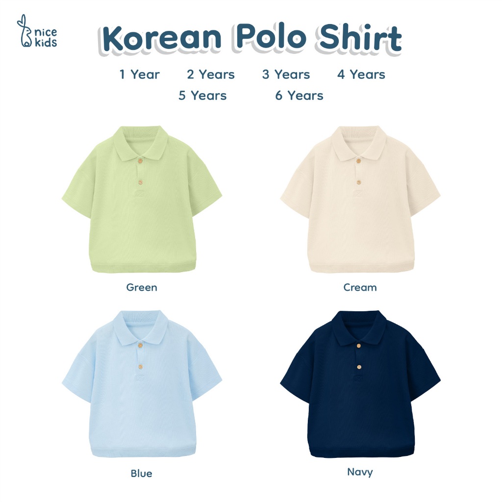 Nice Kids - Korean Polo Shirt (Kaos Atasan Anak Laki-Laki 1-6 Tahun)