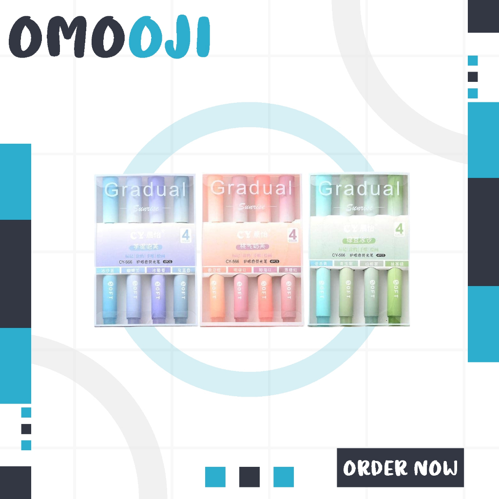 

Omooji - 1 SET ISI 4 HIGHLIGHTER WARNA PASTEL TERANG / 1 SET STABILO S107