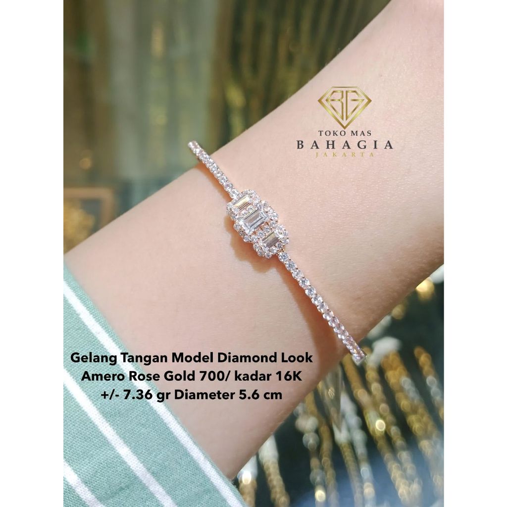 Gelang Tangan Model Diamond Look Emas Rose Gold 700 Kadar 16K