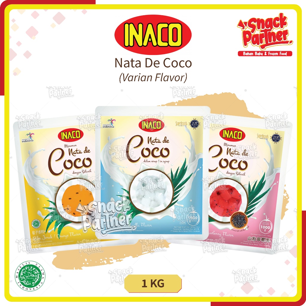 

INACO - NATA DE COCO 1 KG / POUCH BESAR - Vanilla Vanila Selasih Strawberry Stroberi Orange Jeruk INAKO 1KG