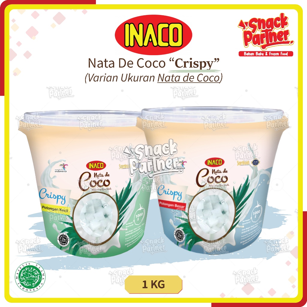 

INACO - NATA DE COCO CRISPY 1 KG - Krispi Potongan Kecil Besar INAKO Ember 1KG