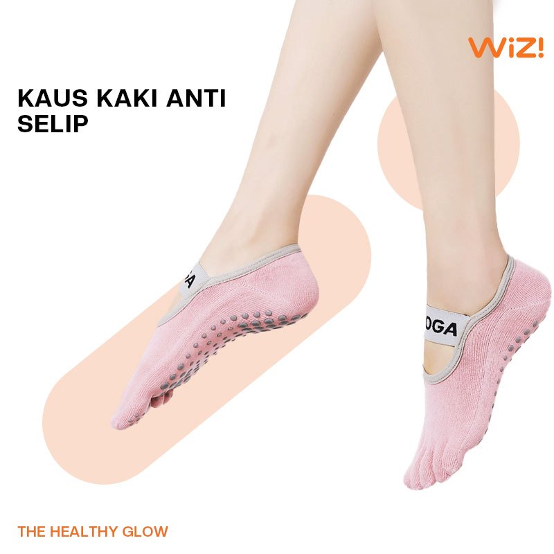 WiZi Kaos Kaki Anti Slip Kaos Kaki Olahraga Wanita Full Toe Yoga Socks Kaos Kaki Poundfit (AO16)