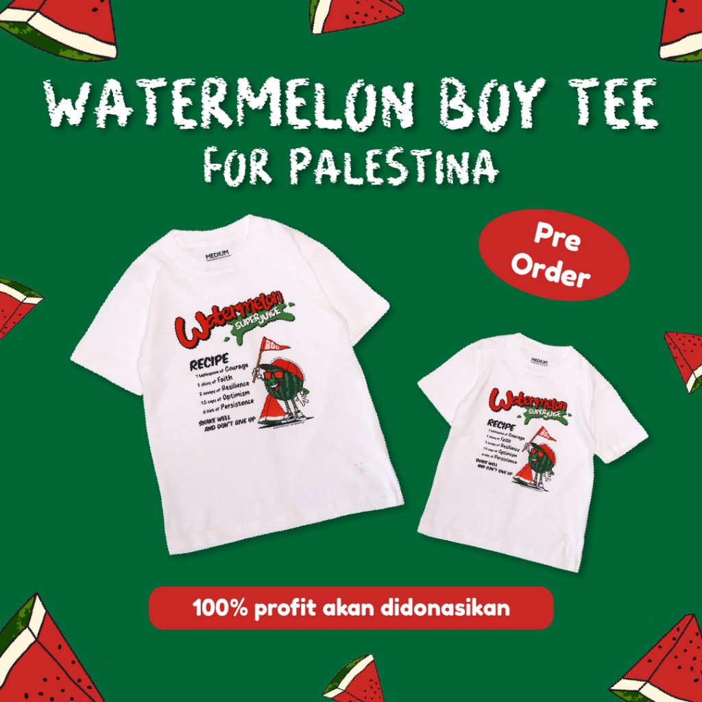 BDOSTORE | Donasi untuk Palestina| Watermelon Boy Tee | Kaos Anak & Dewasa | Kaos Kembar Keluarga