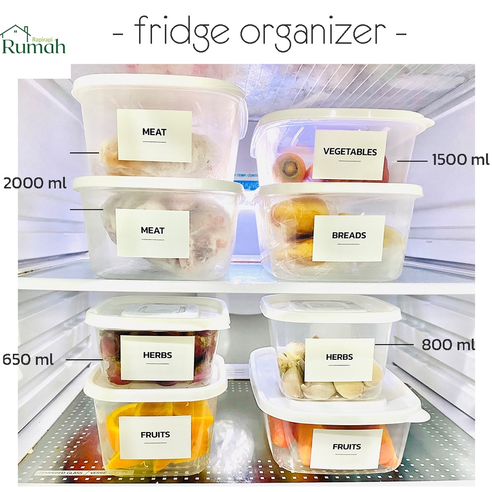 KODE GWL972 Fridge Kulkas Organizer + Stiker Estetik Custom - Kotak Penyimpanan Makanan Frozen Food 