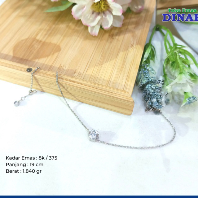 GELANG RANTAI SIYEM BATU AD SERUT MODEL PUTIH - EMAS MUDA - KADAR 8K/375