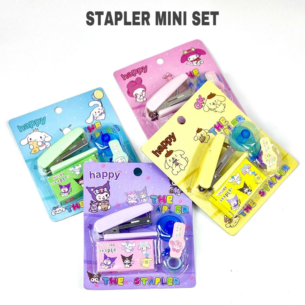 

HD Steples Set Mini Gratis Isi dan Sticker/Stapler Mini Set Staples + isi/Stapler Mini Lucu