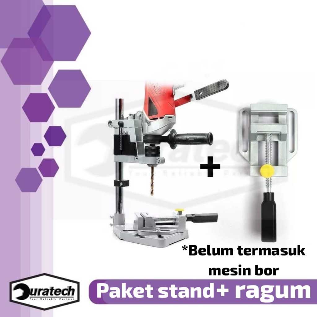 Cykat Paket Stand Drill Mesin Bor Tangan + Drill Press Vice Meja Alat Jepit - Paket Stand Dudukan Me