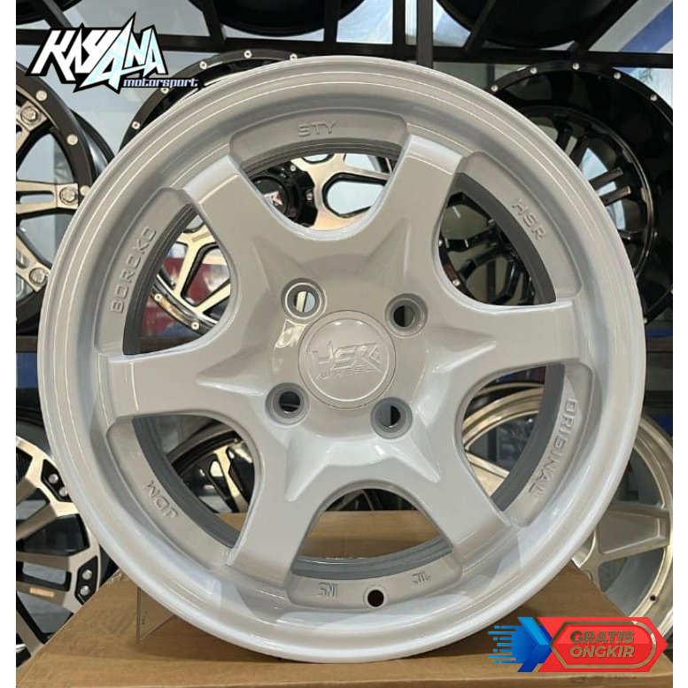 Velg HSR STY Ring 14 Pcd 4x100 Et-35 Lebar-55 Untuk Brio, Agya, Sigra, Ayla, Wuling AirEv Karimun Ko