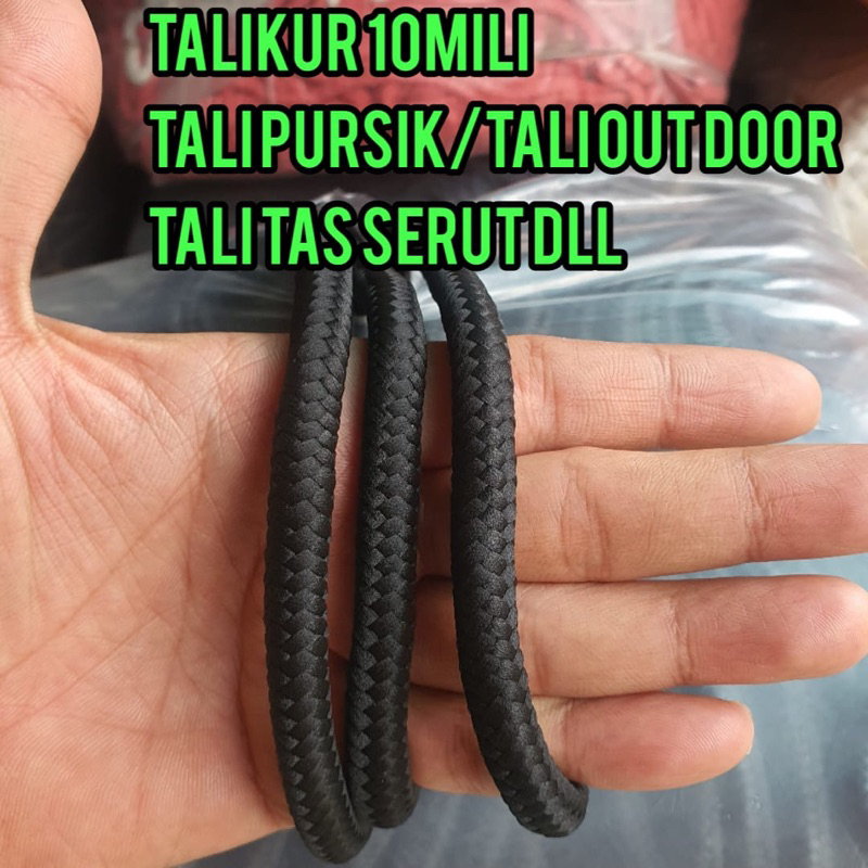 Talikur 10mili Bulat padat 1rol isi 15mtr Tali tas serut/Talii pursik/tali climbing//tali out dorr.Dll(dijual per 15mtr)