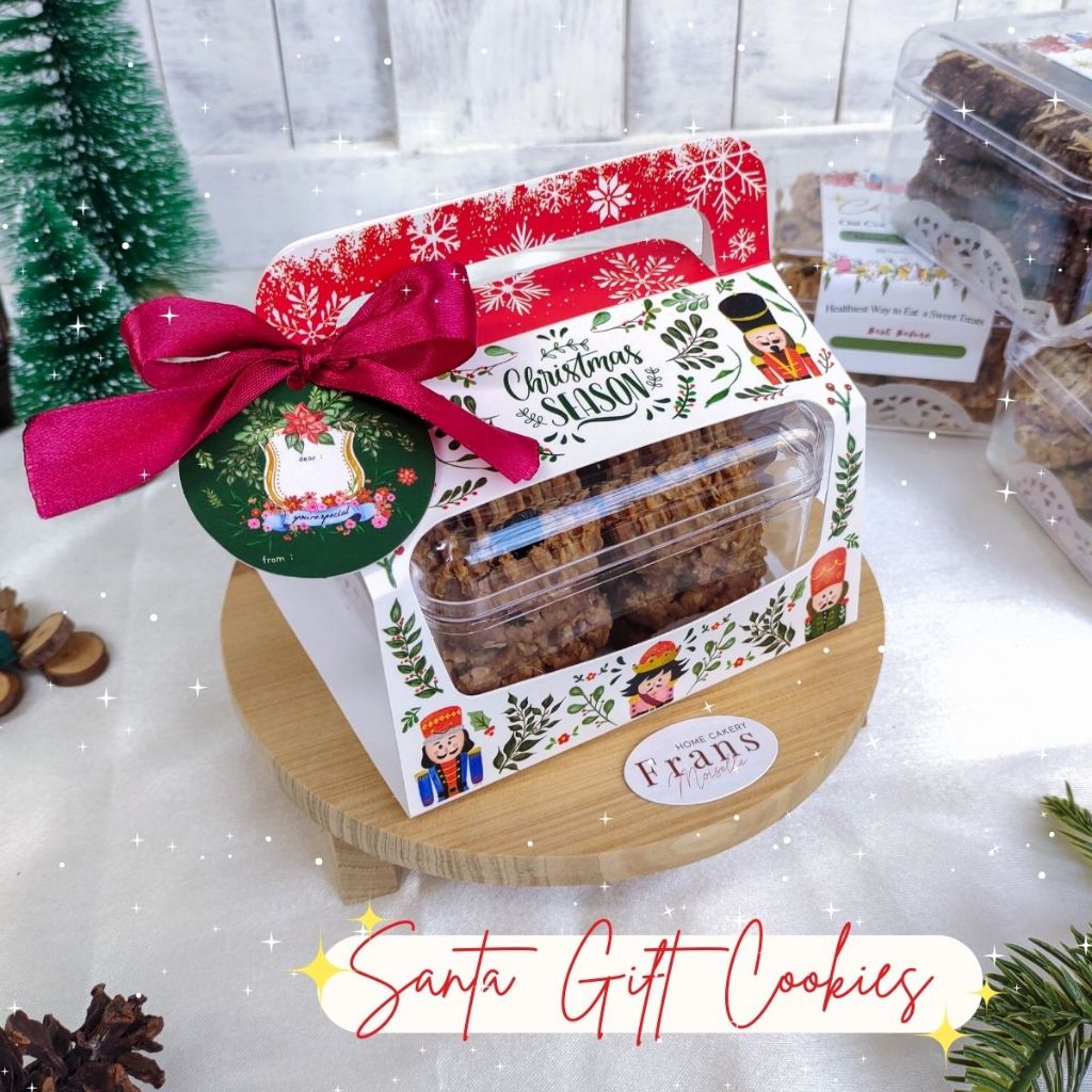 

Santa Gift Cookies | Chistmas Hampes Single Cookies OATMEAL LOW SUGAR Edisi Natal 2023