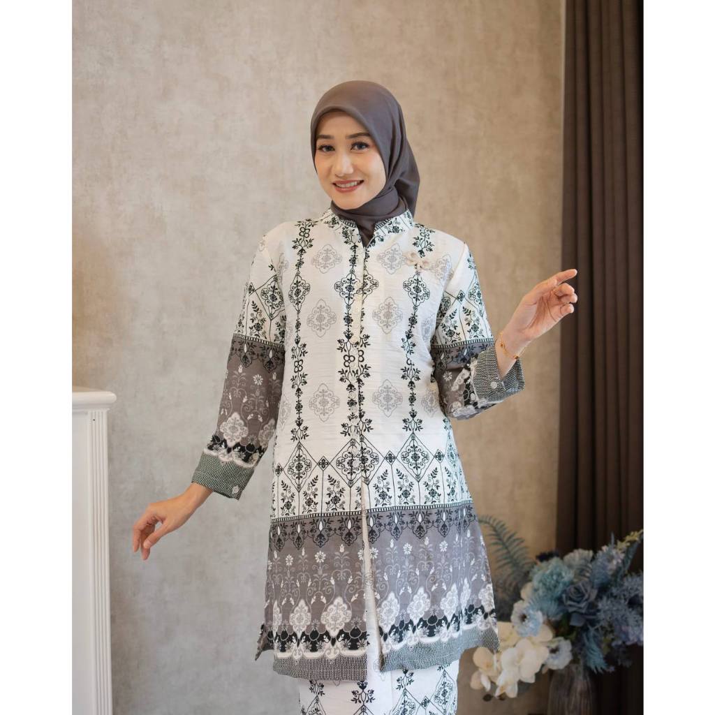 PB Prilly Busana -  MEDINA VOL.2 SET KURUNG CRINCLE MOTIF PREMIUM - BAJU MUSLIM WANITA - STELAN MELAYU