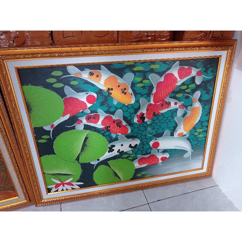 Lukisan Ikan Koi Fream Bingkai