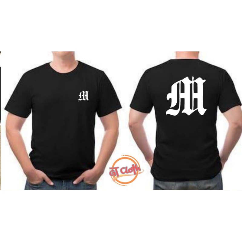 LOGO Inisial Nama Huruf M Baju Kaos Distro Premium Pria Wanita Combed