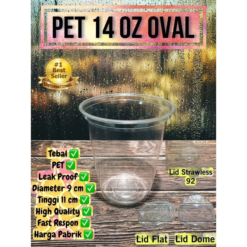KELIPATAN ORDER 50 PCS / Cup Gelas PET Oval 14oz SJP / CUP PET oval 14 oz / Gelas plastik PET 14oz /