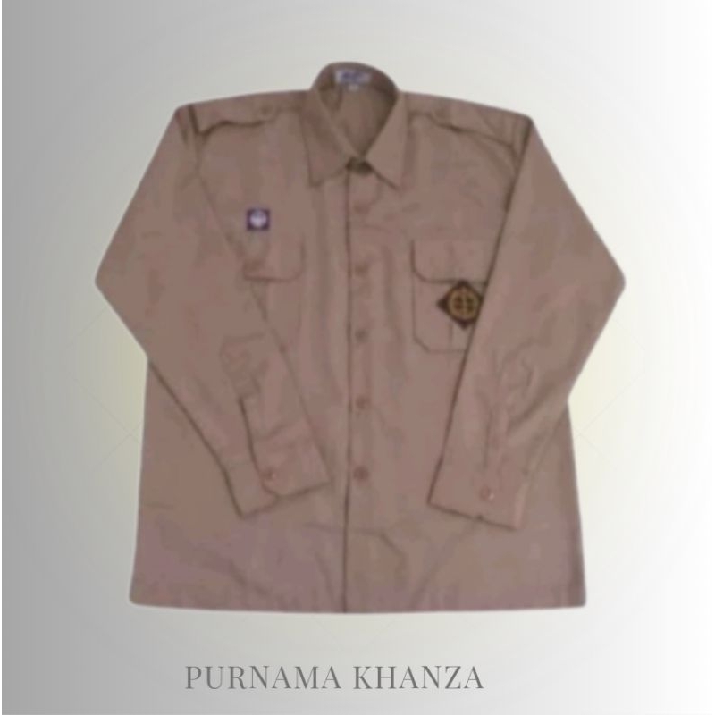seragam sekolah,baju pramuka lengan panjang Penggalang,sd smp sma coklat kuning,coklat susu
