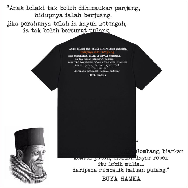 Kaos Buya Hamka Quote ANAK LELAKI BERJUANG - Cotton 24s T shirt