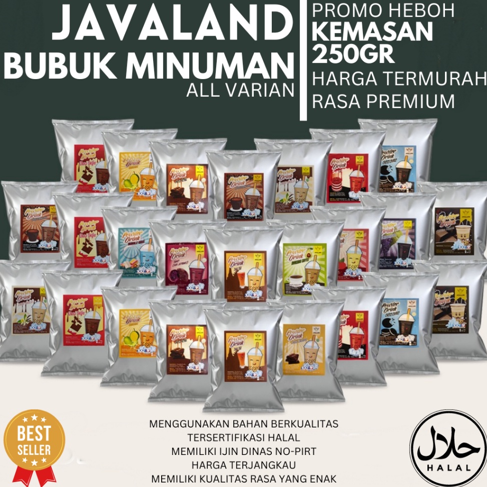 

H4rga T3rmurah Javaland Mix Bubuk Minuman Boba Kekinian Aneka 250gr Cuci-Gudang