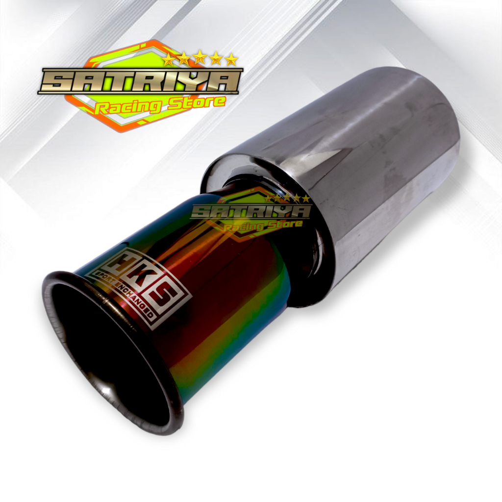Knalpot Racing Mobil HKS Linting Pelangi Full Stainles Bass Adem Bulat Empuk Kenalpot Mobil Avanza V