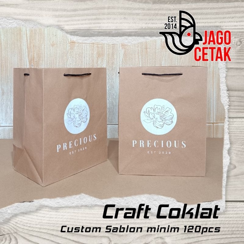 

Paper bag sablon 18*12*22, paperbag coklat, souvenir