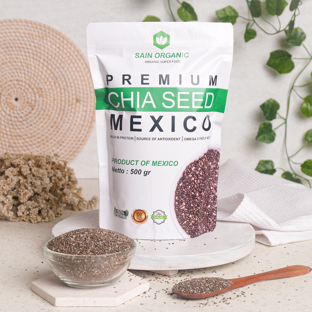 

T3rupd4te Chia Seed Organic Mexico untuk Diet Freshly Black Cia Seed Organik fresly Biji Chia Seeds Eleoen