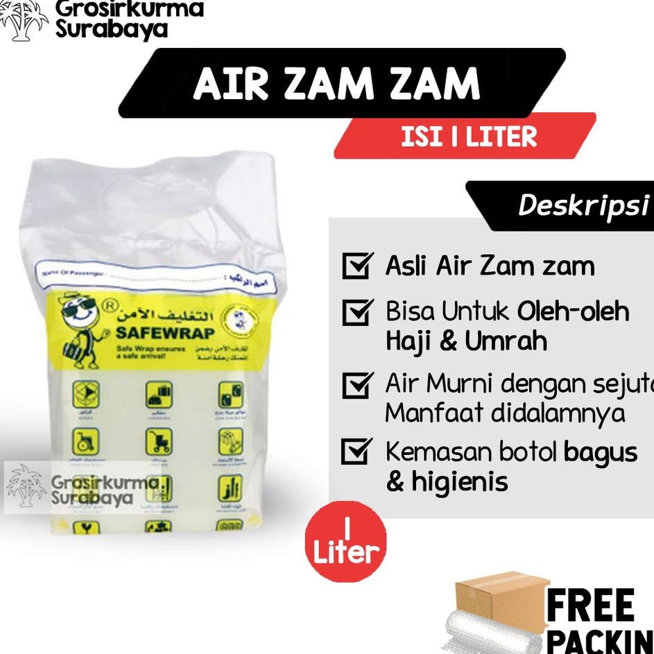 

[KODE ATCNH] ASLI AIR ZAMZAM 1 LITER 100% Zam-zam Dari Arab Saudi Untuk Souvenir Oleh oleh Haji Umroh Solusi Sehat