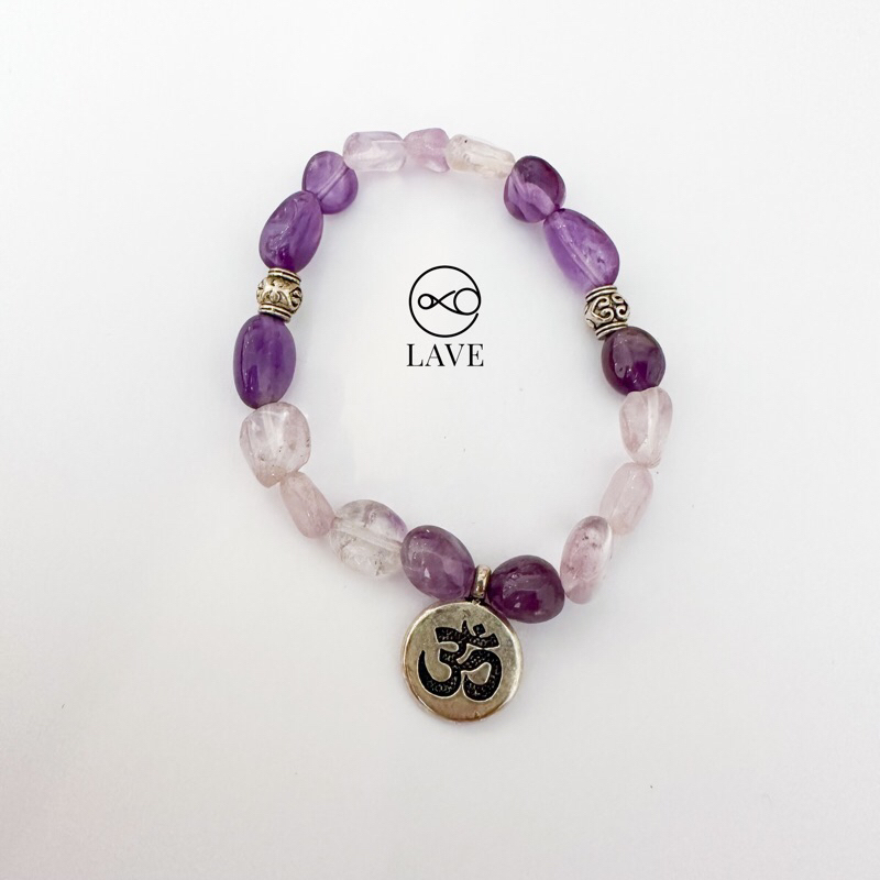 Stretch Om Amethyst Crystal Bracelet