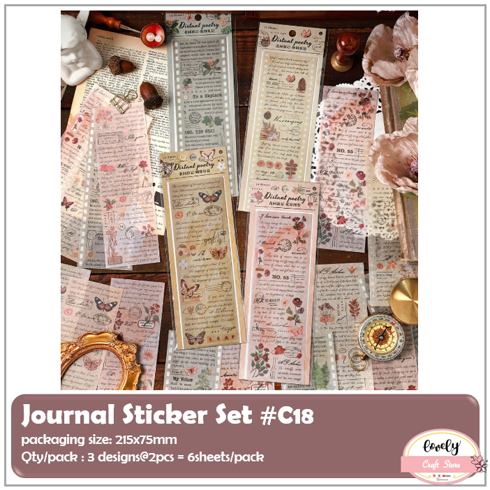 

LovelyCraftStore | C18 Deco Sticker Journaling Decoration Sticker Pack Stiker Kertas untuk Bujo, Scrapbook, etc DIY Deco Sticker Planner Journal Scrapbook