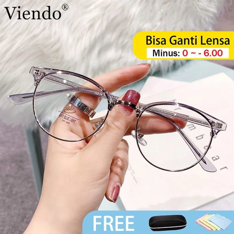 Viendo kacamata photocromic Minus Anti Radiasi Bluerey Freme Wanita Peria