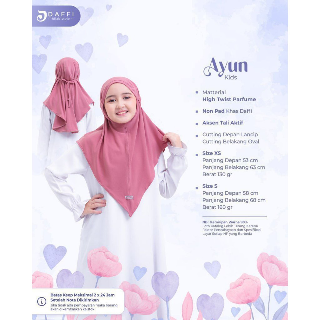 Daffi Tali Ayun Kids Series High Twist Parfume  Yessana Hijab Bergo Ejamas Store