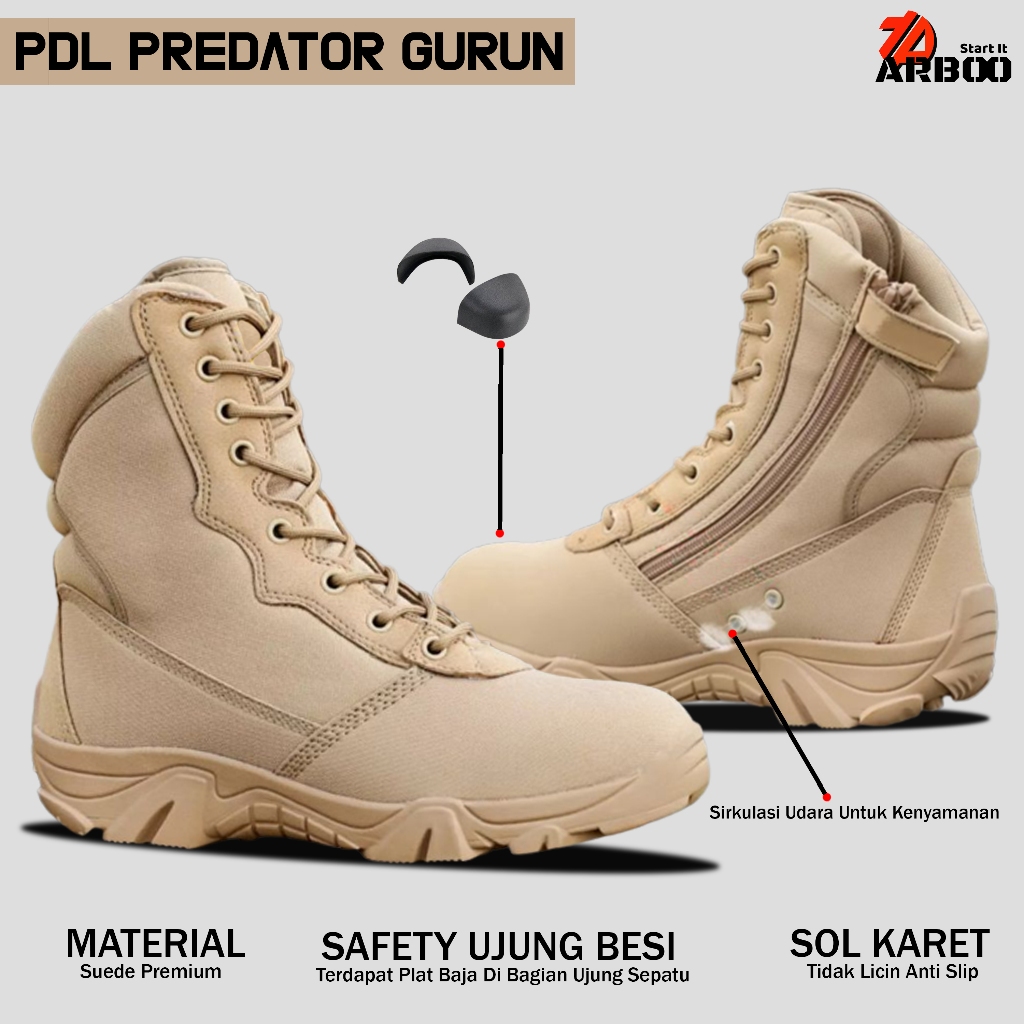 SEPATU PDL FORCE CREAM GURUN TACTICAL SAFETY || SEPATU PDL SATPOL PP