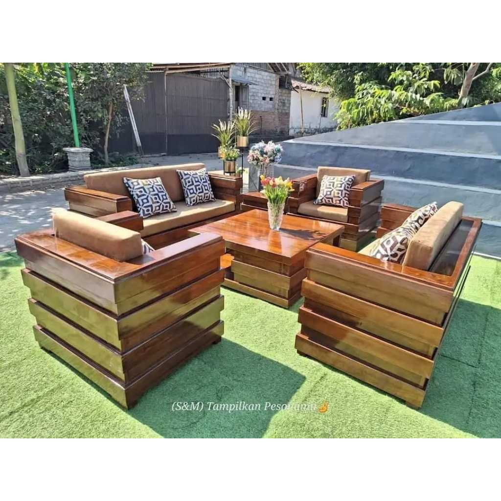 Kursi tamu minimalis BOX jumbo Kayu jati