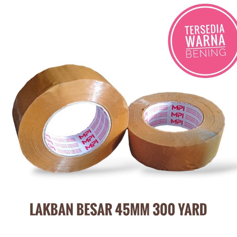 

LAKBAN MPI 2 Inch (45 mm) 300 YARD - Lakban Jumbo 300 Yard - Bening dan Coklat