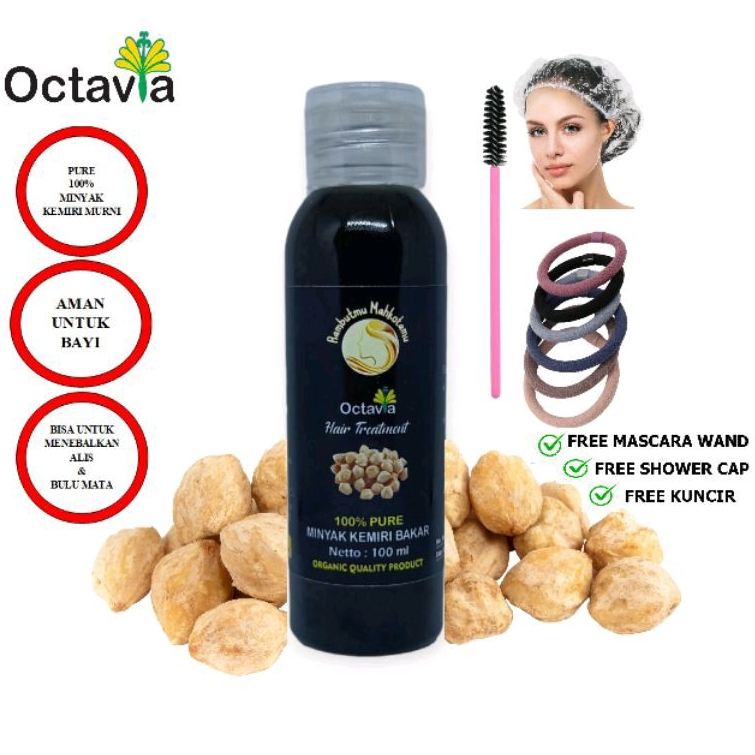 Minyak Kemiri Bakar Alami Octavia Penumbuh & Penebal Penghitam Rambut Bayi Dewasa Bulu Alis Brewok