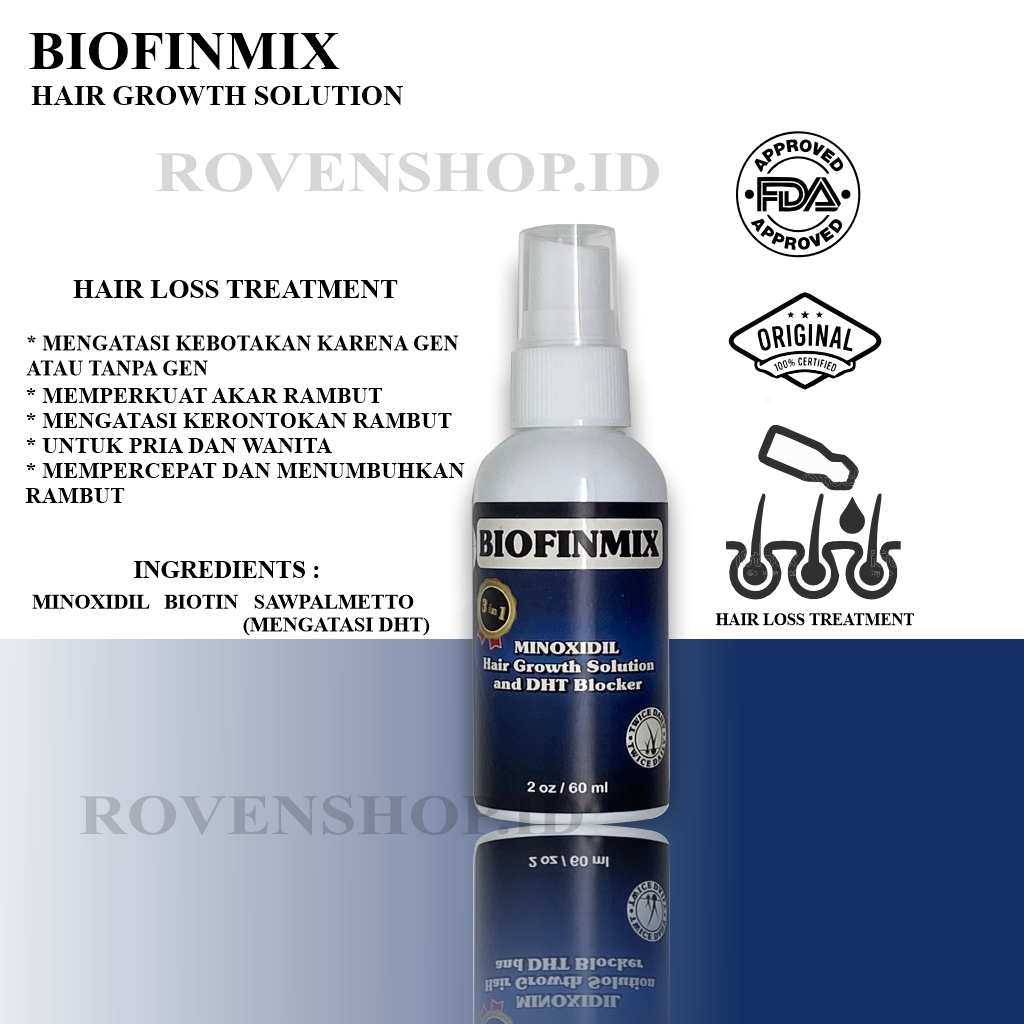 Bio finmix Minoxidil Penumbuh Rambut Botak Dan Memperbaiki Rambut Rontok Karena Gen Atau Tanpa Gen