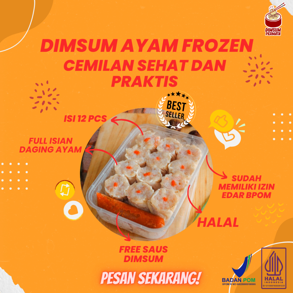 

Dimsum Ayam Frozen Premium Halal Best Seller Cemilan Sehat dan Praktis Kemasan 300 Gram Isi 12 Pcs