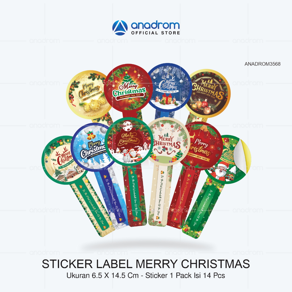 

Sticker Toples Merry Christmas | Sticker Label Kue Natal | Sticker Label Kue Kering Size 6.5 X 14.5 CM Isi 14 Pcs | Anadrom 3568