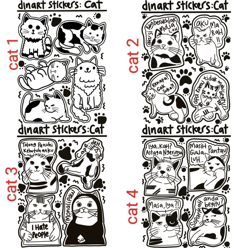 

DINART Cat Sticker Sheet / Stiker Kiss Cut