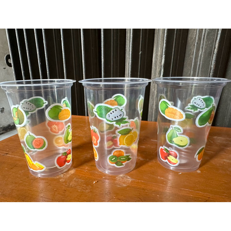 cup 16 oz motif buah fruty murah bisa seal