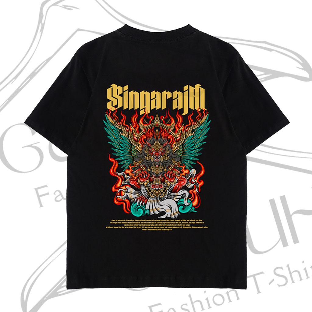 Kaos Pria Distro Sablon DTF SINGARAJA SINGA RAJA BALI Kaos Bali Singaraja Kaos Unisex Bisa Dipakai P