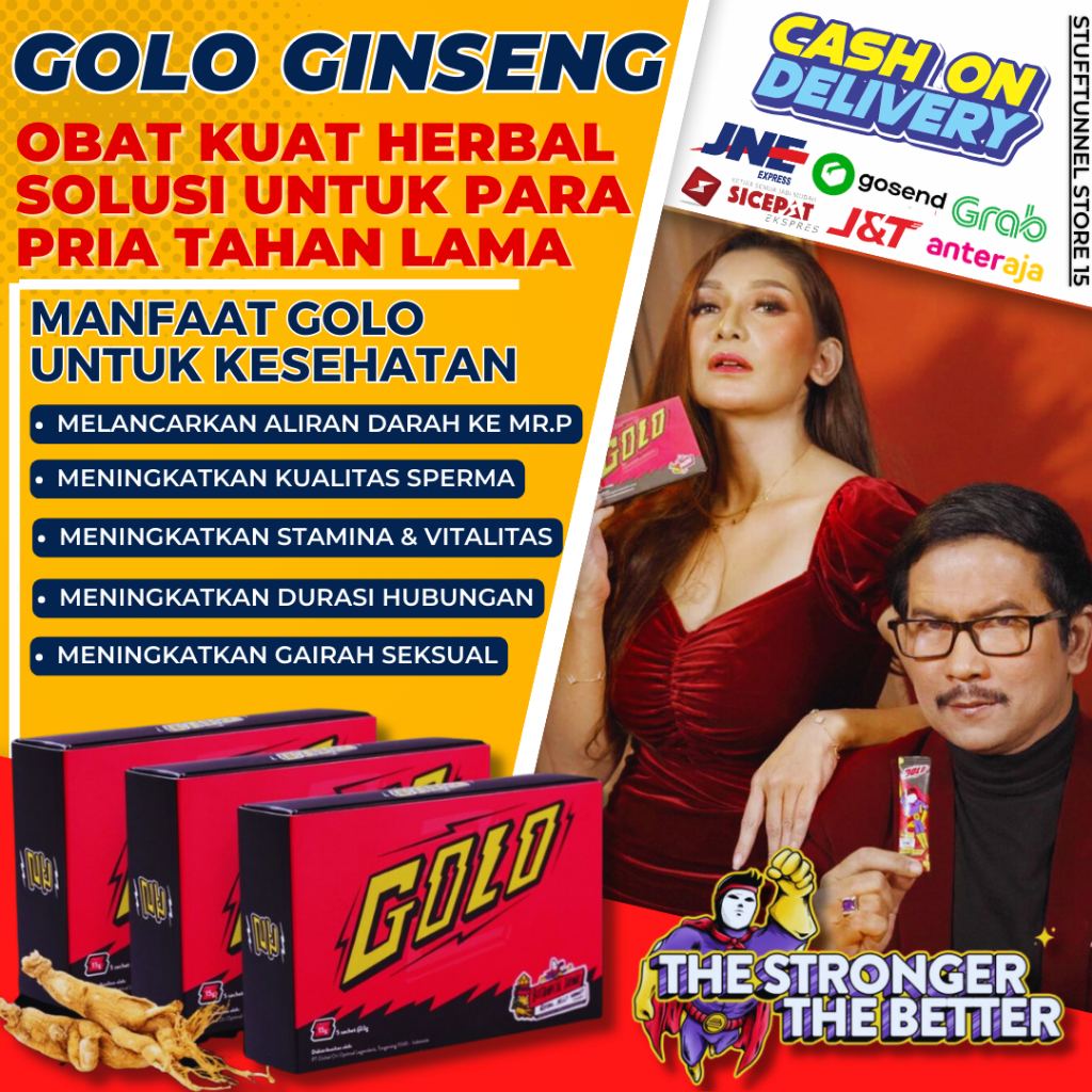 Golo Ginseng - Jamu Kuat Pria Tahan Lama Original 100% Bpom Serbuk Rasa Jelly Madu Dengan Korean Gin