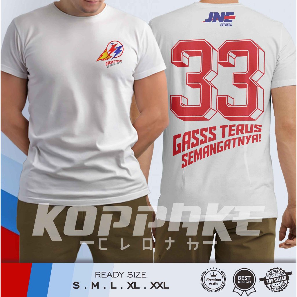 Kaos JNE EXPRESS 33 Tahun HUT JNE GASSS TERUS SEMANGATNYA DB Baju Distro