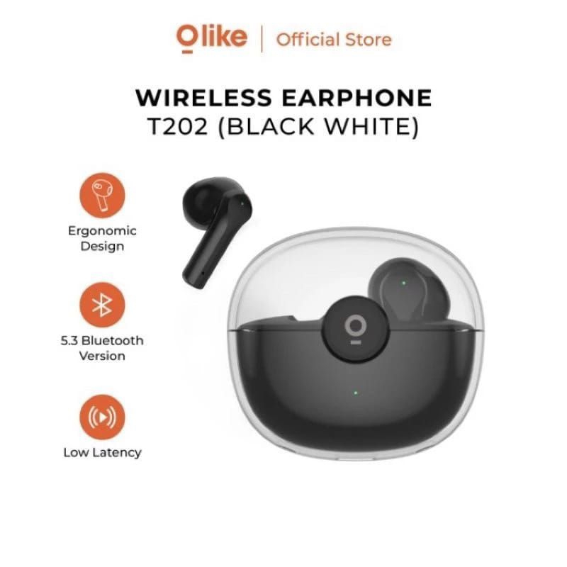 Olike T202 TWS Headset Bluetooth 5.3 Earphone Wireless Case Transfaran Original