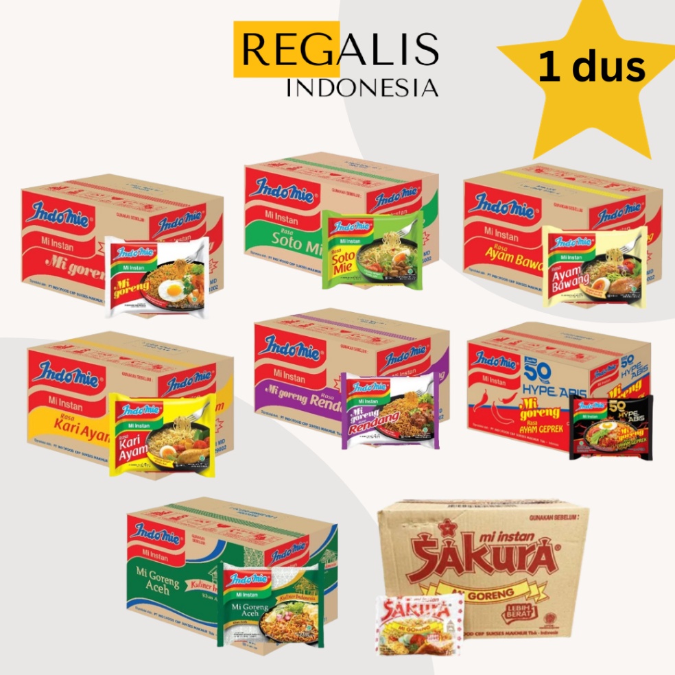 

10.10 STOK READY INDOMIE All Varian & Sakura Goreng (1 Dus isi 40 bungkus)