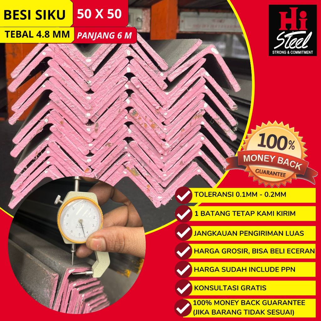 Besi Siku 50 X 50 X 4.8mm X 6m