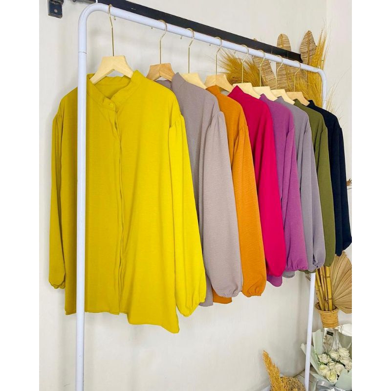 Linzi blouse crinkle premium | Atasan kemeja crinkle premium