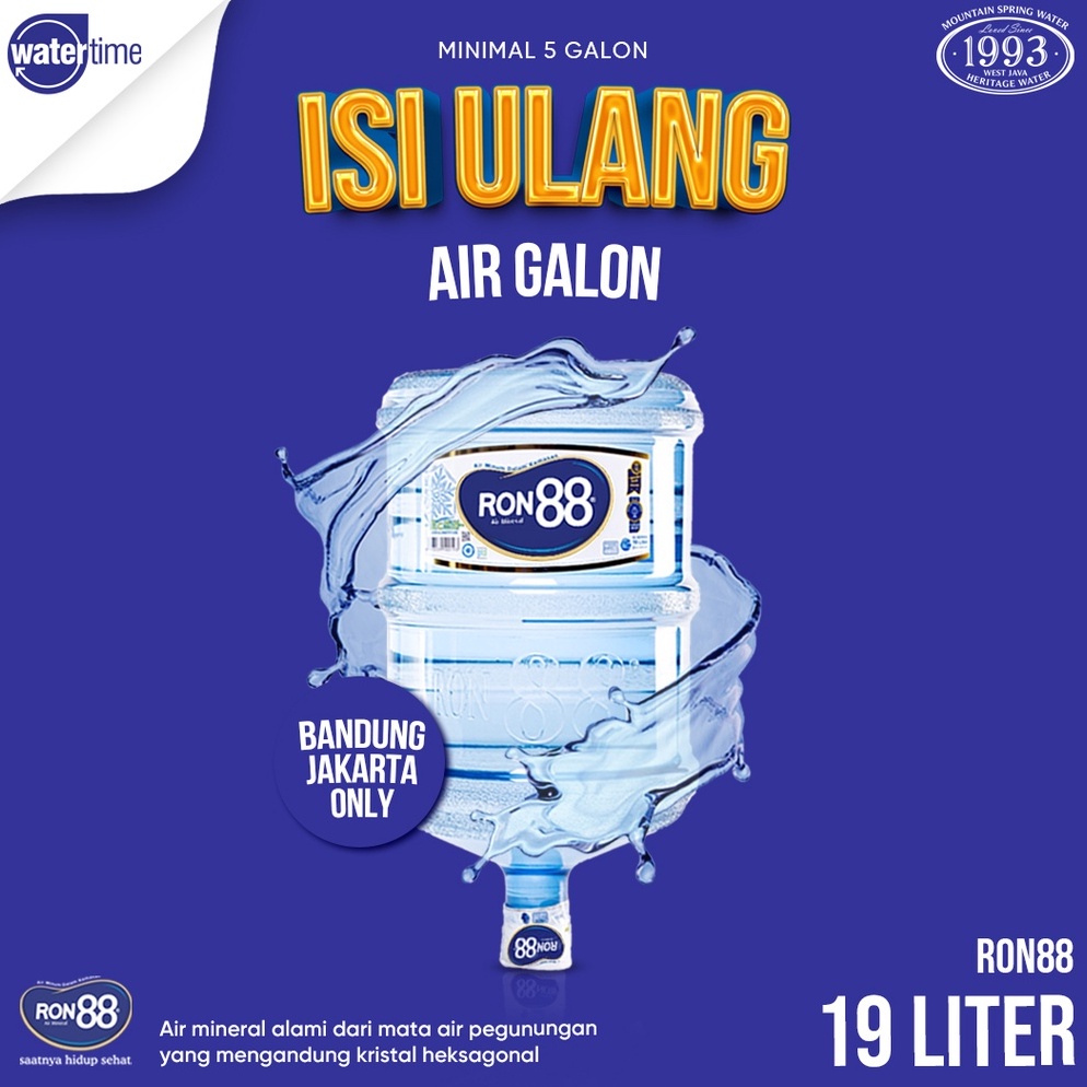 

R3d11 Isi Ulang Air Galon RON88 19 liter Pembelian Minimal 5 Galon Keluaran Terbaru