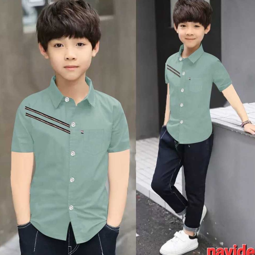 GKTF9857 (V44859) navita1819.hem kids dicky pendek kemeja anak laki laki uk3-12th/COD bahan katun st